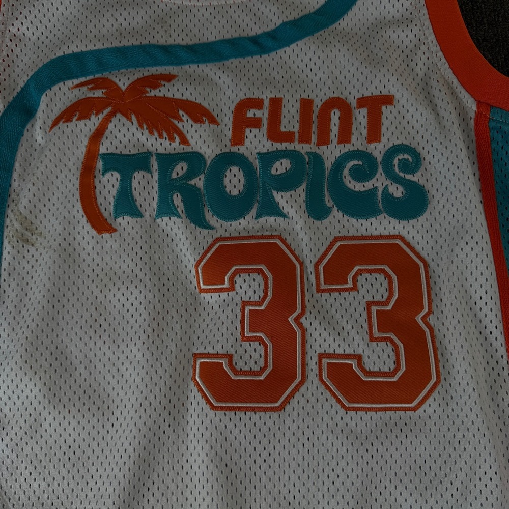 Headgear Classics Jackie Moon Flint Tropics Jersey Semi-Pro 33 White Orange L - Picture 5 of 6